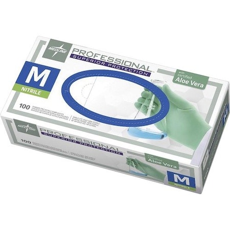 Medline Disposable Gloves, Nitrile, M, 100 PK, Green MIIPRO31762